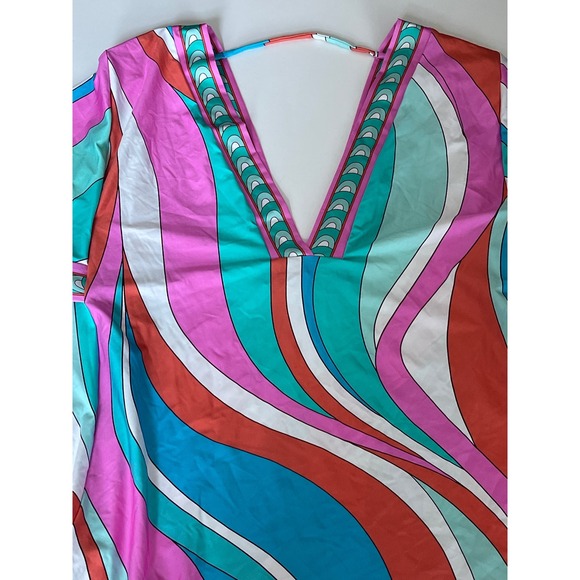 Trina Turk Apollo V-Neck Tunic Swim Cover Up Dress Women's Size XL - Picture 3 of 5